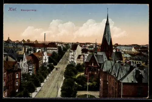 AK Kiel, Strassenblick mit Knooperweg aus der Vogelschau
