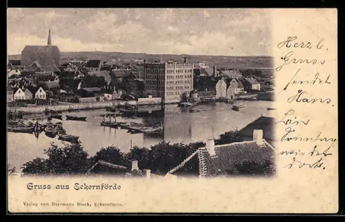 AK Eckernförde, Teilansicht mit Kirche