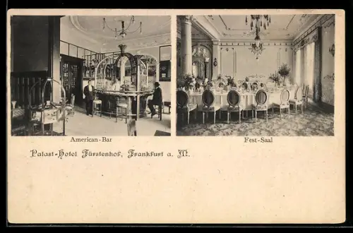 AK Frankfurt a. M., Palast-Hotel Fürstenhof, American-Bar, Fest-Saal