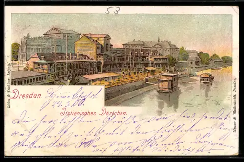Lithographie Dresden, Italienisches Dörfchen