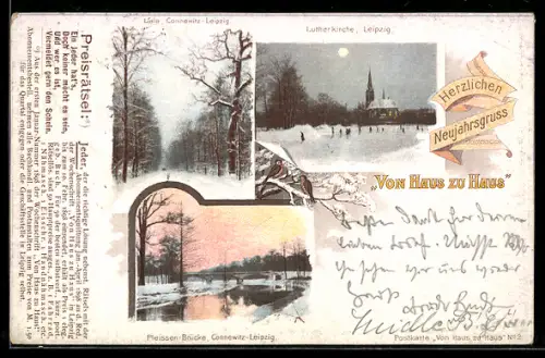 AK Leipzig, Lutherkirche, Linie Connewitz-Leipzig, Pleissen-Brücke