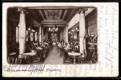 AK Magdeburg, Café Peters, Innenansicht