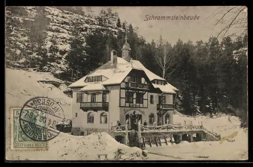 AK Bad Schandau, Gasthof Schrammsteinbaude im Winter