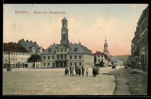 AK Rochlitz, Markt, Hauptstrasse, Rathaus