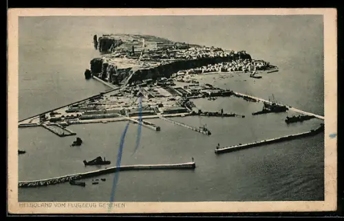 AK Helgoland, Inselpanorama vom Flugzeug aus