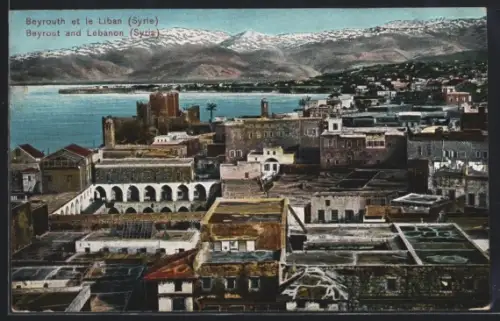 AK Beyrouth, Hafen und Stadtansicht