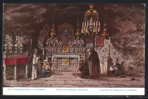 Künstler-AK Jerusalem, Grotto of the Agony, Jerusalem