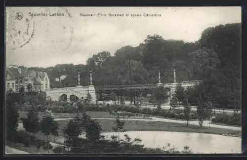 AK Bruxelles-Laeken, Boulevard Emile Bockstael et square Clémentine