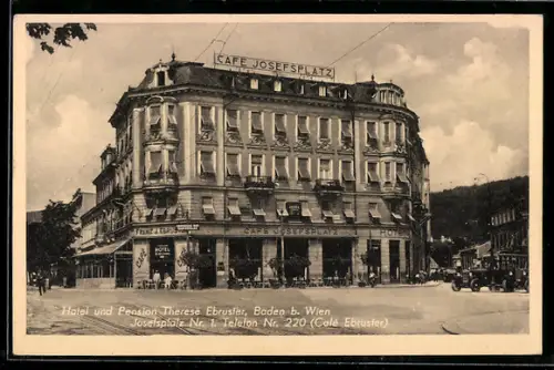 AK Baden, Hotel und Pension Therese Ebruster, Josefsplatz 1