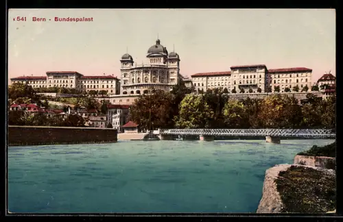 AK Bern, Ortspartie mit Blick zum Bundespalast