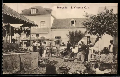 AK S. Vincente, Leute und Stände auf dem Basar