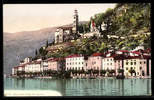 AK Morcote, Ortsansicht mit Uferpromenade