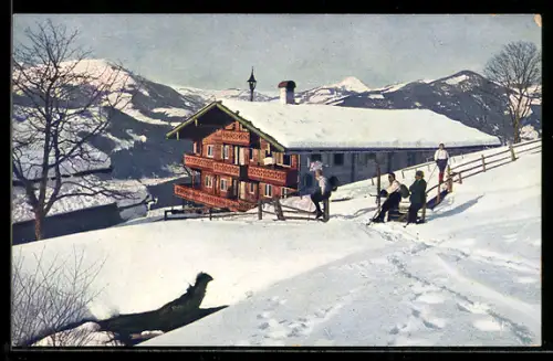 AK Kitzbühel, Gasthaus Tennerhof im Schnee