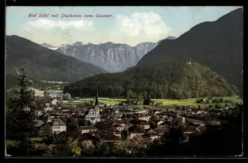 AK Bad Ischl, Ortspanorama mit Dachstein