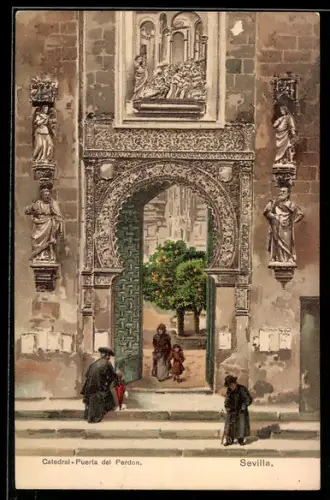 AK Sevilla, Catedral - Puerta del Perdon