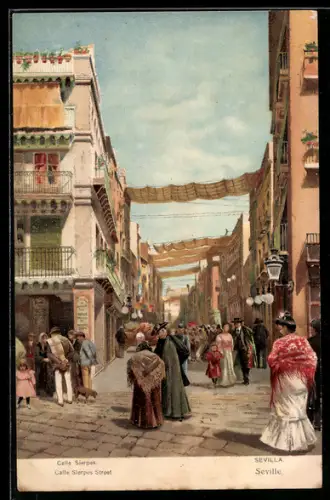 Künstler-AK Sevilla, Calle Sierpes