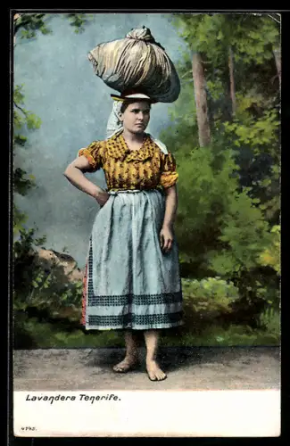 AK Lavandera Tenerife, Frau in spanischer Tracht