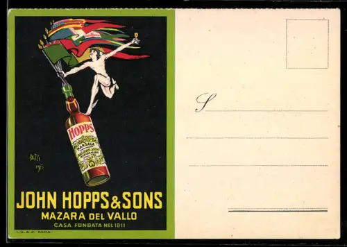 Künstler-AK sign.Bazzi: Reklame für einen Likör der Firma John Hopps & Sons