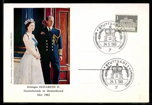 AK Königin Elizabeth II. und Prinz Philip zum Staatsbesuch in Deutschland im Mai 1965