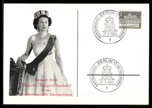AK Besuch ihrer Majestät Königin Elizabeth II. von England in der Bundesrepublik Deutschland 1965