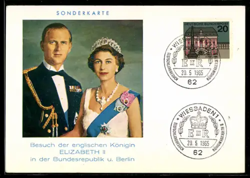 AK Königin Elizabeth II von England mit ihrem Gatten, Staatsbesuch 1965