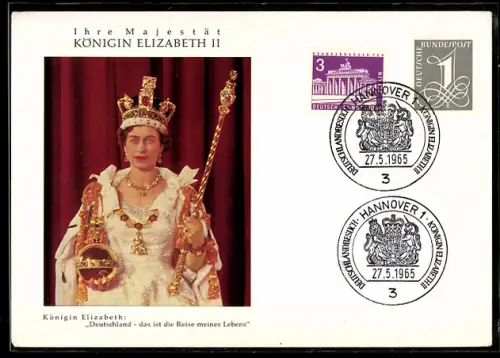 AK Königin Elizabeth II. von England zum Staatsbesuch in Deutschland, Mai 1965