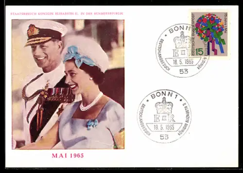 AK Staatsbesuch der Königin Elisabeth II. in Deutschland Mai 1965