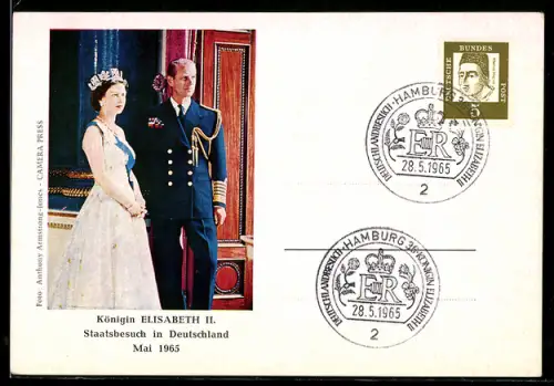 AK Königin Elisabeth II. von England mit Prinz Philip beim Staatsbesuch in Deutschland im Mai 1965