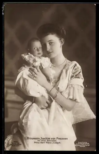 AK Prinzessin Joachim von Preussen mit Prinz Karl Franz Joseph