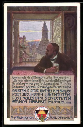 AK Deutscher Schulverein Nr. 236: Gestern sass ich still beim Wein..., Gaudeamus Igitur