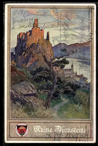 AK Deutscher Schulverein: Dürnstein, Blick auf die Ruine Dürnstein