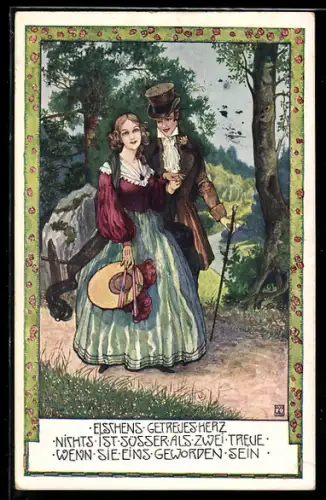 Künstler-AK Brüder Kohn (B.K.W.I) Nr. 457-1: Elschens getreues Herz, Liebespaar