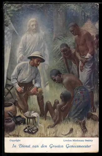 AK London Missionary Society, Missionar behandelt krankes Kind in Afrika