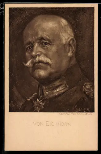 Künstler-AK Portrait von Generalfeldmarschall Hermann von Eichhorn in Uniform