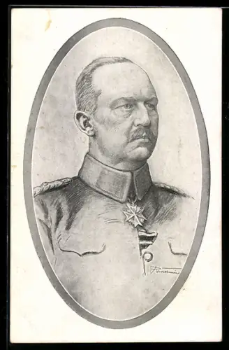 Künstler-AK Konterfei von Generalleutnant Erich von Ludendorff