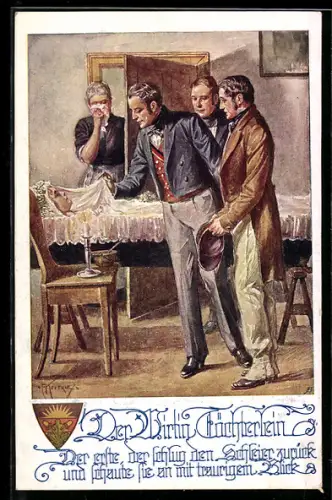 Künstler-AK Franz Kuderna: Deutscher Schulverein Nr. 919, Der Wirtin Töchterlein, Memento Mori