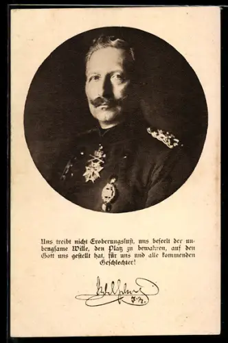 AK Kaiser Wilhelm II. in Uniform mit Orden