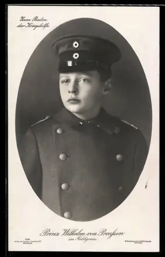 AK Portrait von Prinz Wilhelm von Preussen in Feldgrau