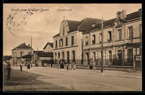 AK Nieder-Jeutz, Langestrasse mit Geschäft