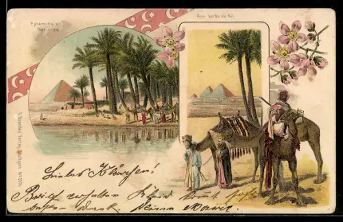 Lithographie Ägypten, Pyramides et Datieres, Aux bords du Nil