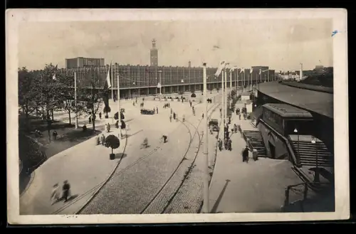 AK Köln, Pressa 1928, Offizielle Postkarte - Hauptgebäude mit Strasse aus der Vogelschau