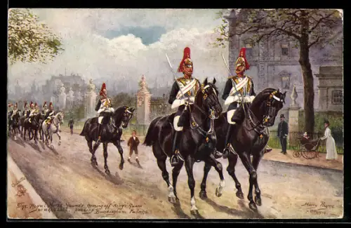 Künstler-AK Harry Payne: The Royal Horse Guards coming off King`s Guard