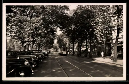 AK Düsseldorf, Königsallee mit Strassenbahn