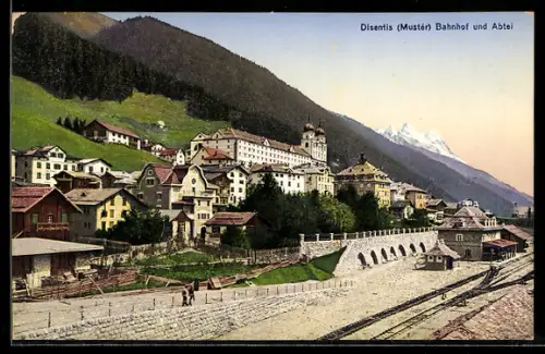 AK Disentis, Bahnhof und Abtei