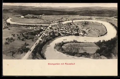 AK Bremgarten /AG, Totalansicht mit Blick auf den Reusslauf