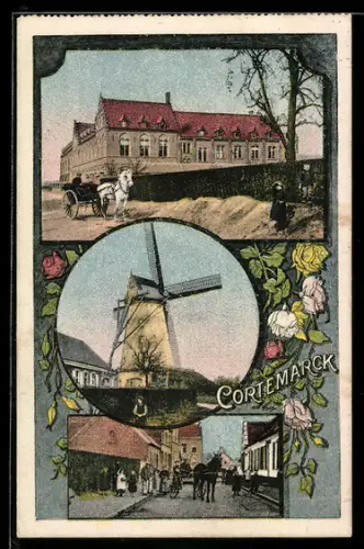 AK Kortemark /Cortemarck, Panorama, Molen, Windmühle
