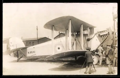 AK Britisches Militär-Doppeldeckerflugzeug mit Kennung N-9541