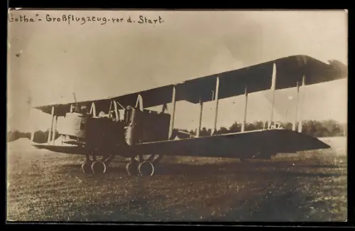 AK Gotha-Grossflugzeug vor dem Start, Bombenflugzeug