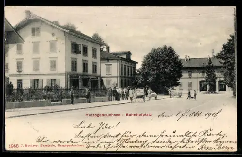 AK Herzogenbuchsee, Partie am Bahnhofplatz
