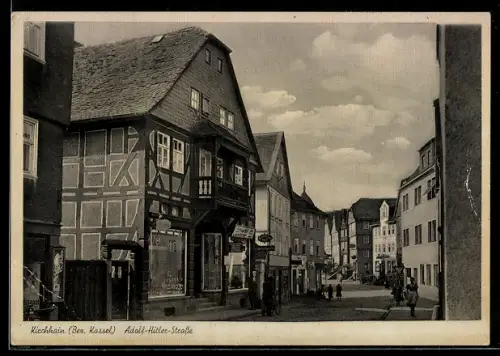 AK Kirchhain /Kassel, Geschäfte in der Strasse